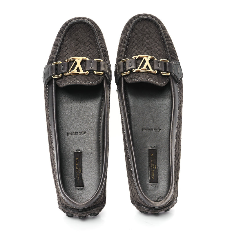  Louis Vuitton Suede Woven Oxford Loafers Brown