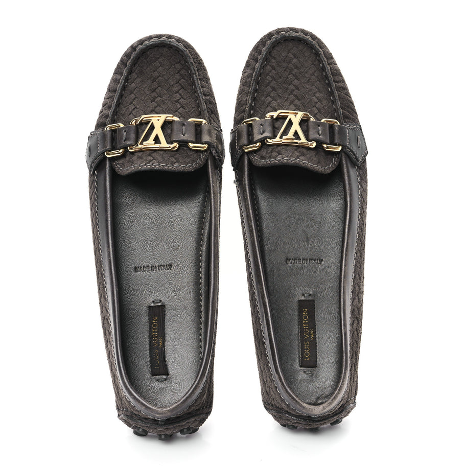 Louis Vuitton Suede Woven Oxford Loafers Brown Image 2