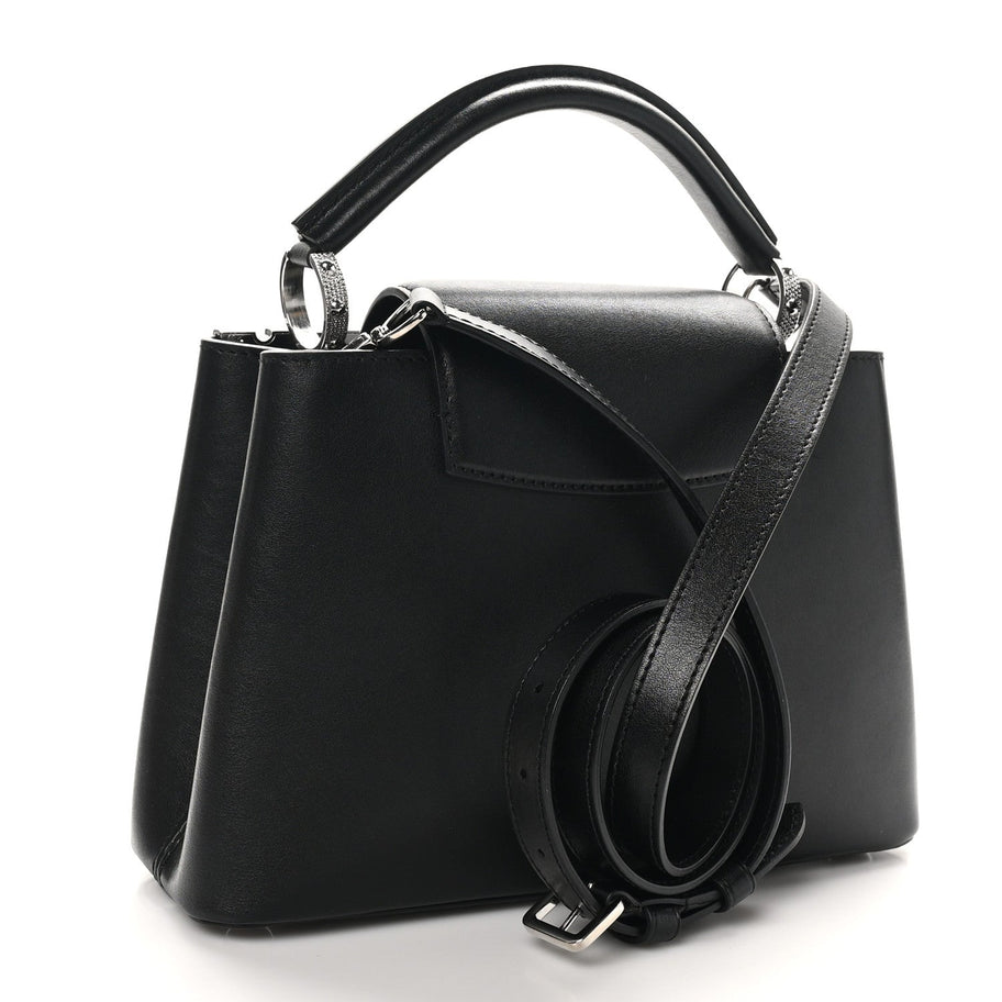 Louis Vuitton Smooth Calfskin Crystal Flowers Capucines BB Black Image 3