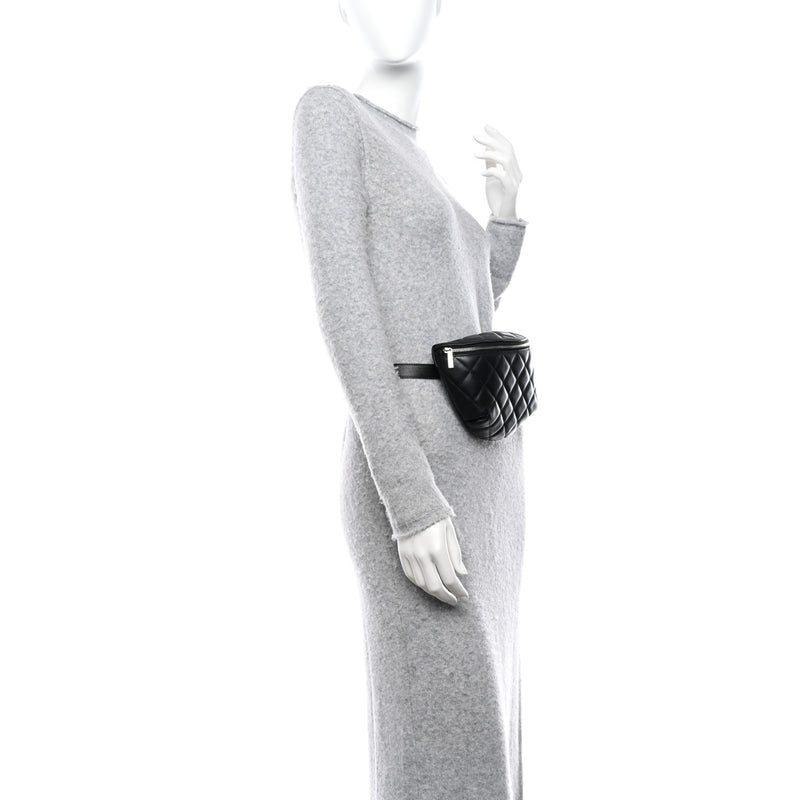  Chanel Calfskin Quilted Waist Belt Bag Black