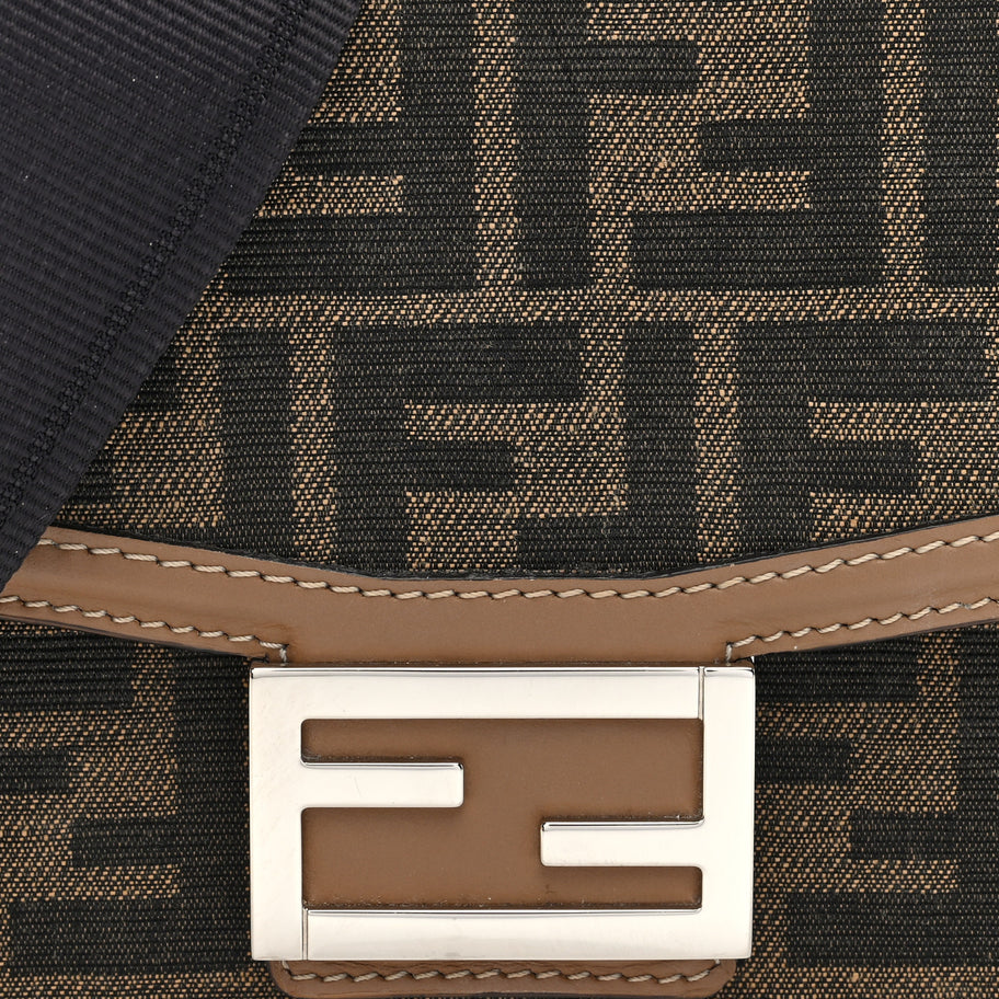 Fendi Recycled Fabric Jacquard Vitello King FF 1974 Baguette Soft Trunk Phone Pouch Tobacco Moro Sand Image 7