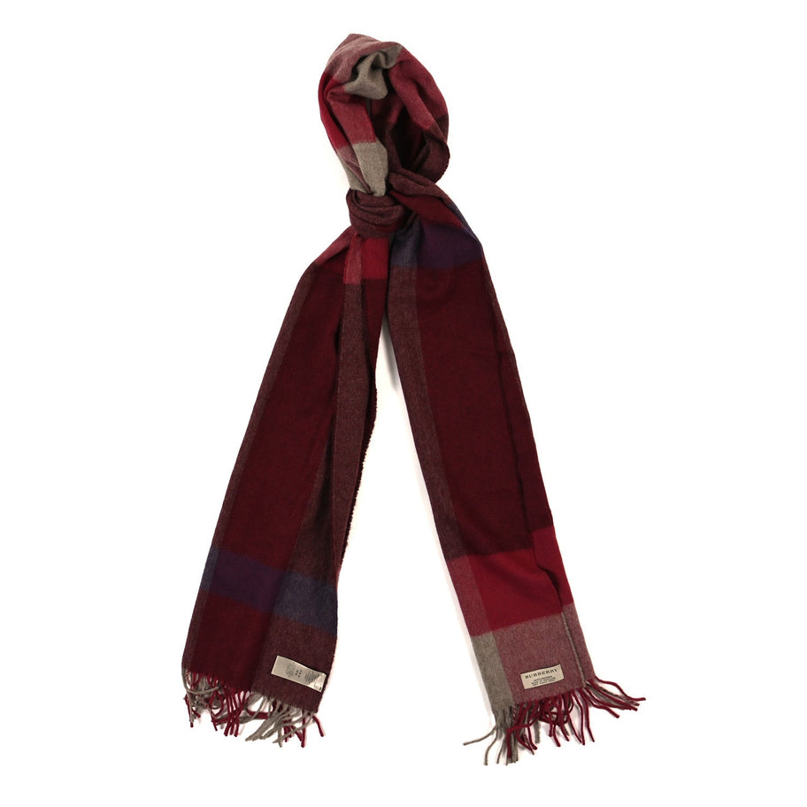 Burberry Cashmere Mega Check Fringe Scarf Red Image 1