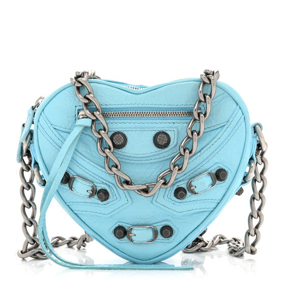  Balenciaga Agneau Arena Mini Le Cagole Heart Bag Blue