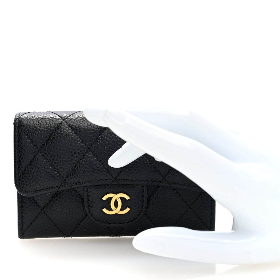 Chanel Caviar Quilted Flap Card Holder Wallet Black Image 2