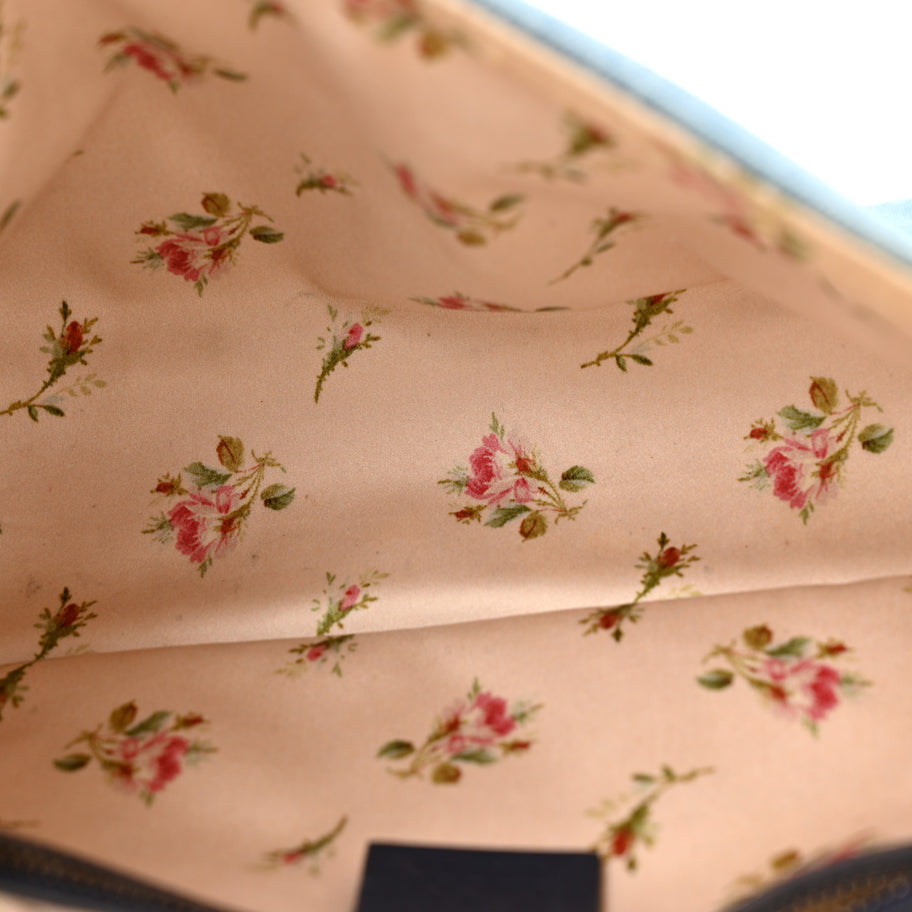 Gucci Denim Matelasse Small Pearly GG Marmont Shoulder Bag Blue Image 5