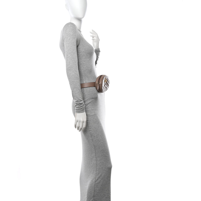  Gucci Calfskin Matelasse GG Marmont Belt Bag 85 34 Porcelain Rose