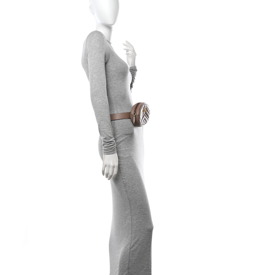 Gucci Calfskin Matelasse GG Marmont Belt Bag 85 34 Porcelain Rose Image 2