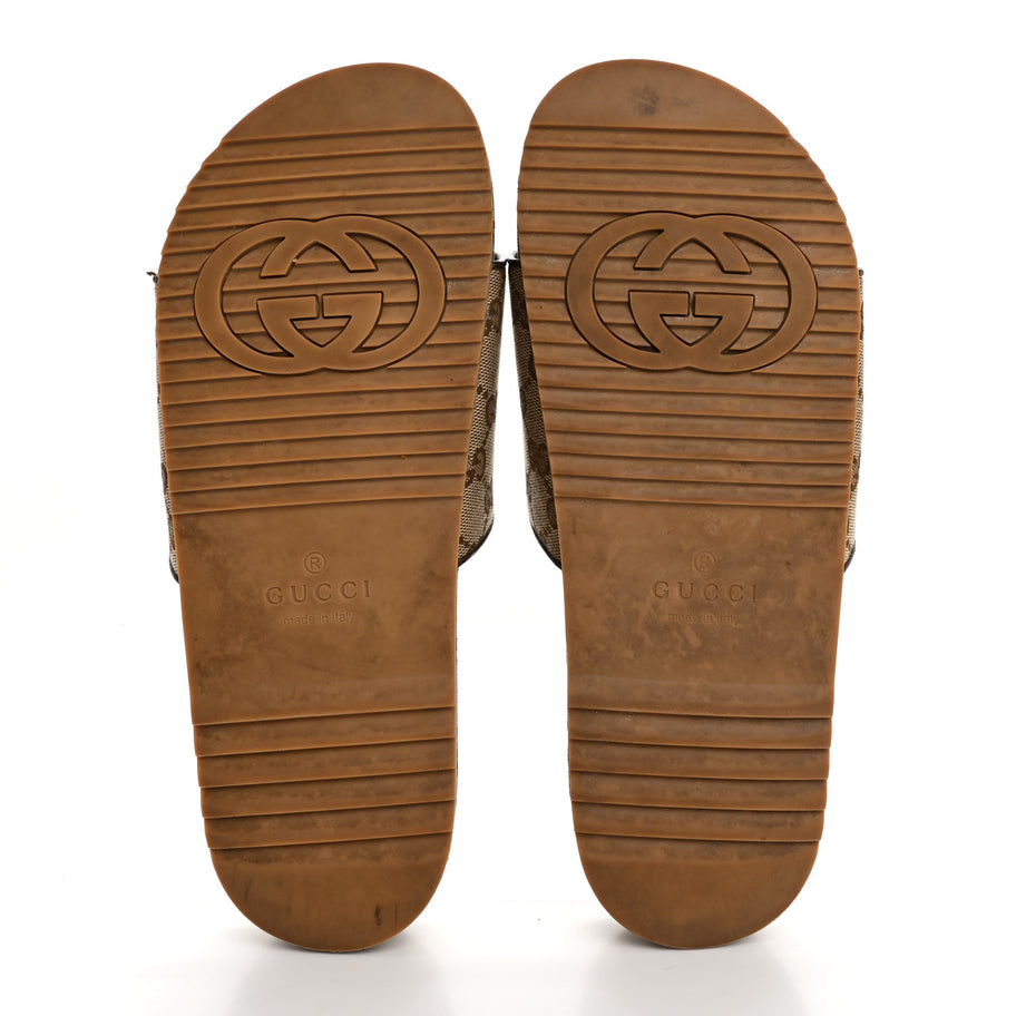 Gucci Canvas GG Monogram Mens Slide Sandals 10 Beige Image 6