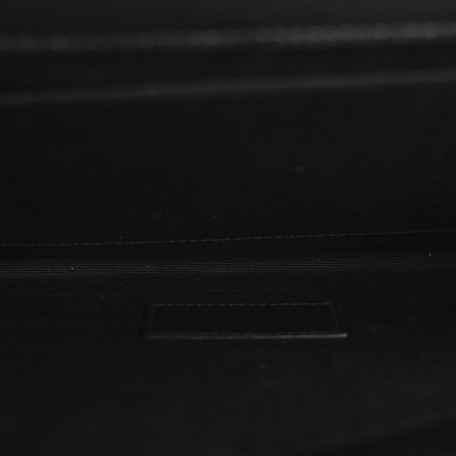 Saint Laurent Grain De Poudre Matelasse Chevron Monogram Envelope Clutch Black Image 5