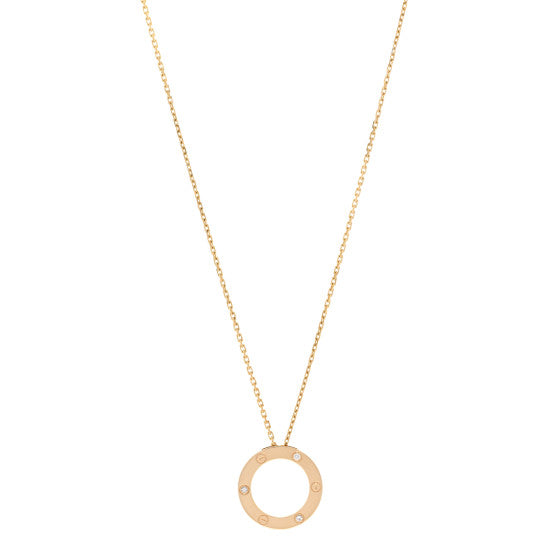 Cartier 18K Yellow Gold 3 Diamonds LOVE Pendant Necklace Image 1