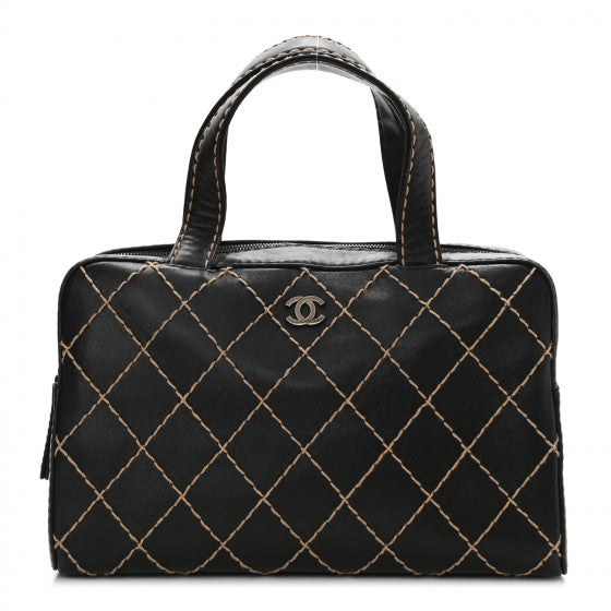 Chanel Calfskin Wild Stitch Top Handle Bag Black Image 1