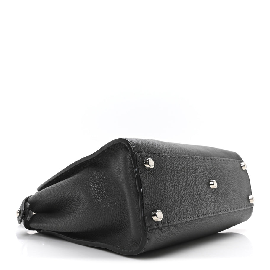 Fendi Cuoio Romano Selleria Bi-Color Medium Peekaboo Iconic Satchel Asfalto Latte Image 4