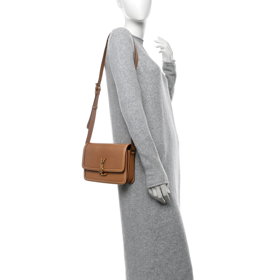 Saint Laurent Box Calfskin Monogram Medium Solferino Satchel Natural Tan Image 2