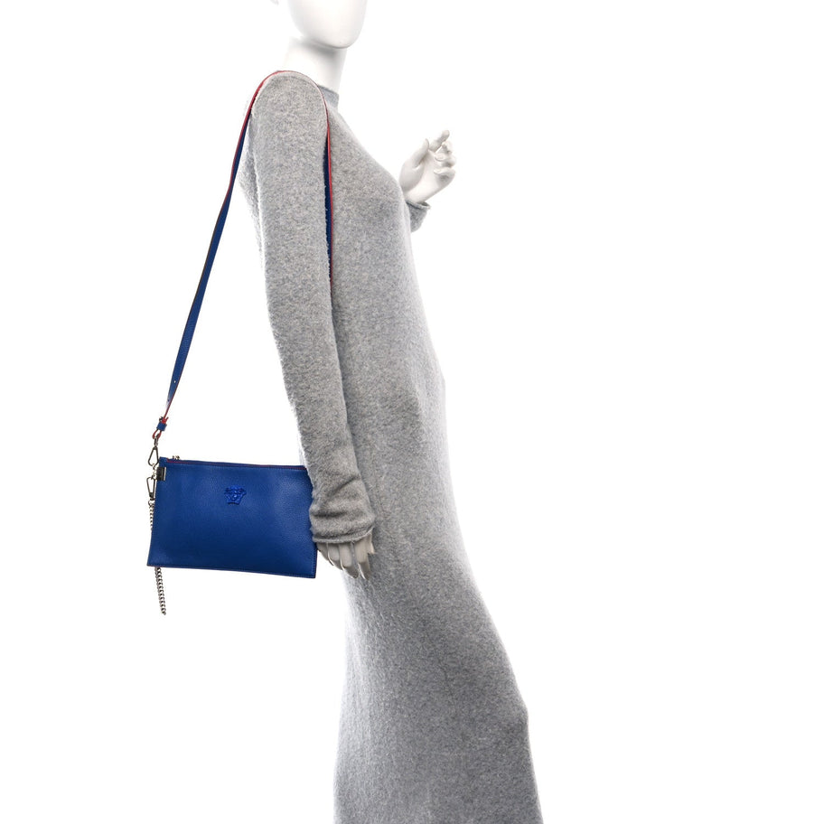 Versace Calfskin Medusa Crossbody Flat Pouch Blue Image 2