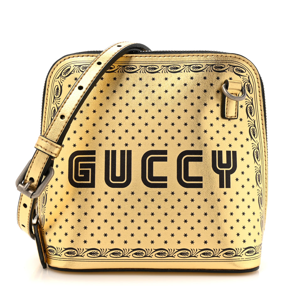 Gucci X SEGA Calfskin GUCCY Stars Mini Dome Shoulder Bag Gold Image 1