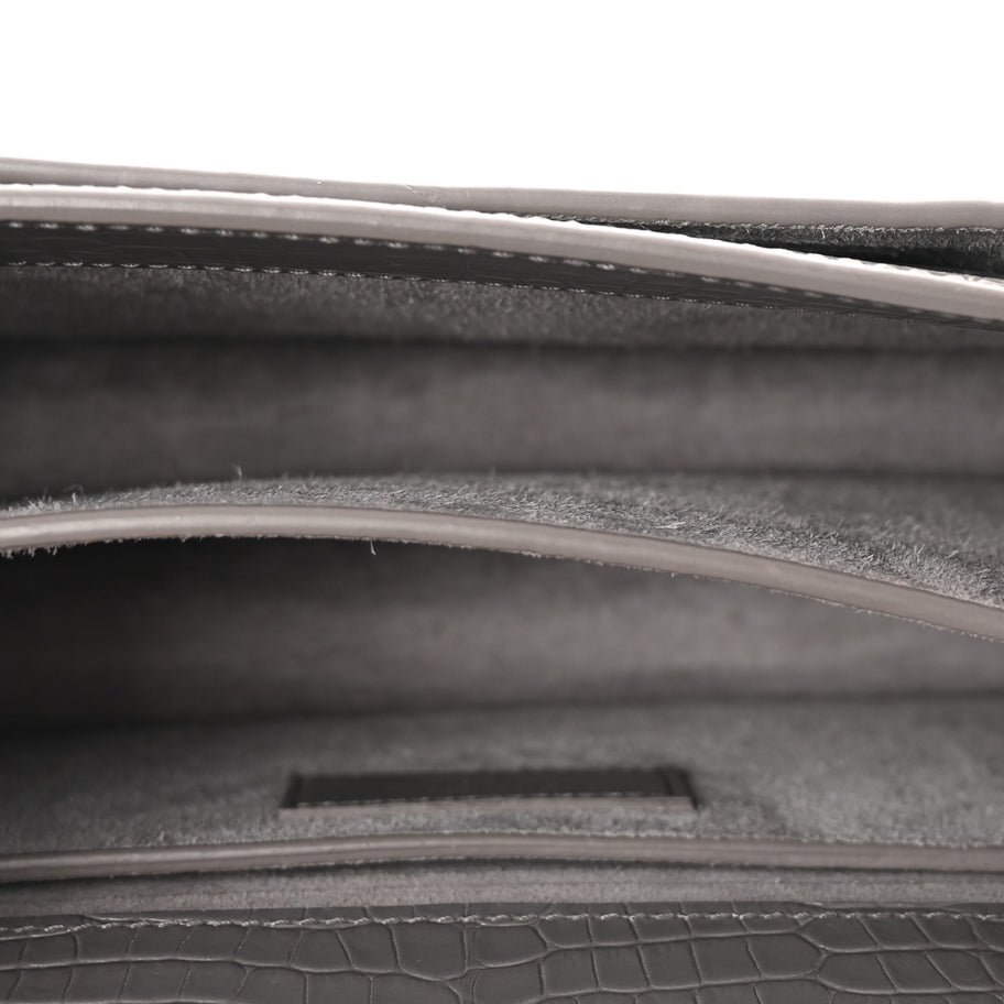 Saint Laurent Calfskin Crocodile Embossed Medium Monogram Sunset Fog Image 5