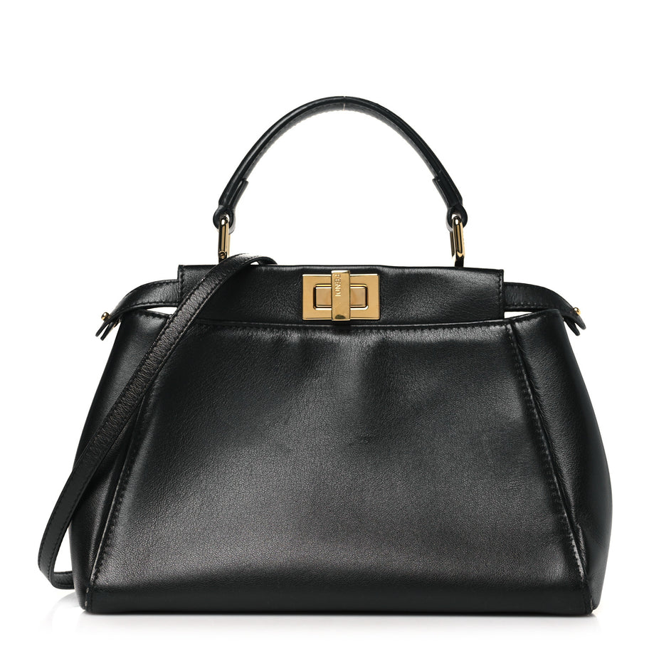 Fendi Nappa Mini Peekaboo Iconic Satchel Black Image 1