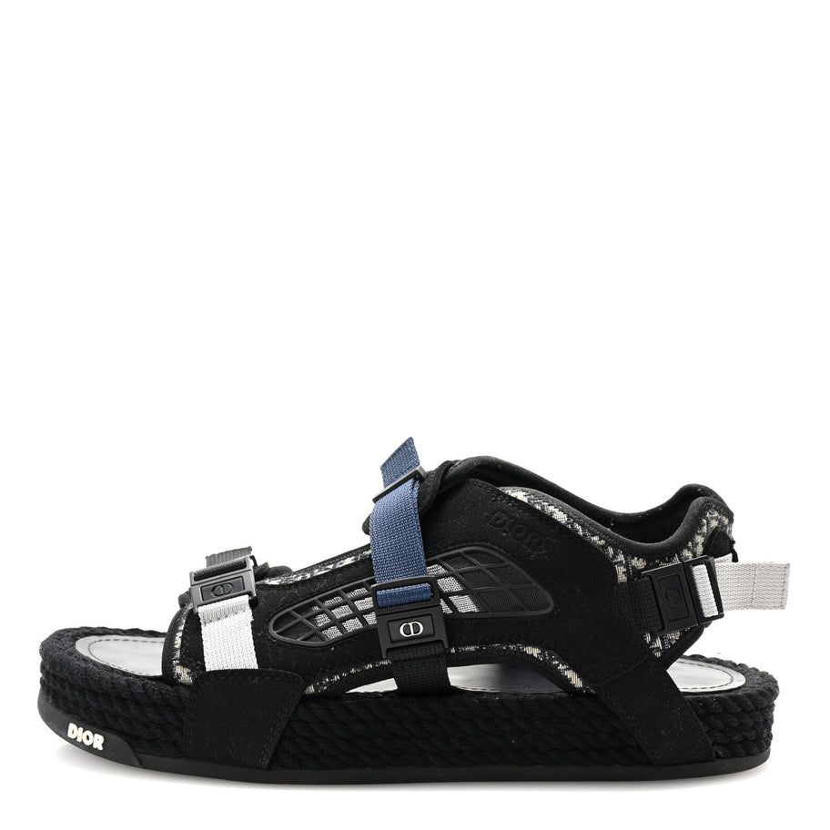Christian Dior Technical Fabric Oblique Mens Atlas Sandals 44 Black Blue Image 1