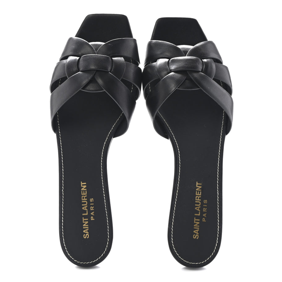 Saint Laurent Calfskin Tribute 05 Slide Sandals 38.5 Black Image 2
