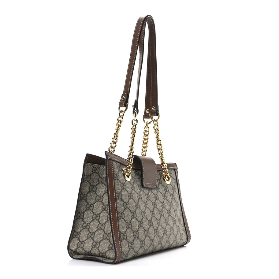 Gucci GG Supreme Monogram Calfskin Small Padlock Tote Beige Ebony Tuscany Image 3