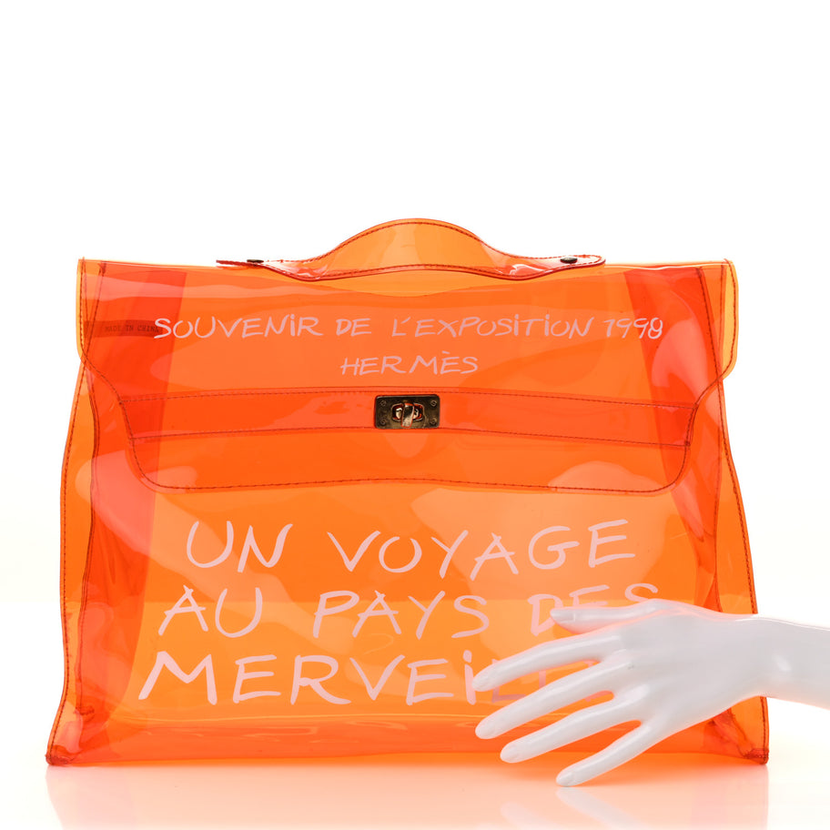 Hermes Vinyl Souvenir De L'Exposition Kelly Orange Image 2
