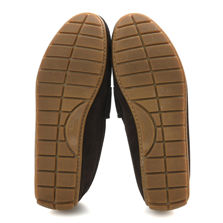 Gucci Suede Mens InterLocking G Driver Loafers 8 Cocoa Image 6
