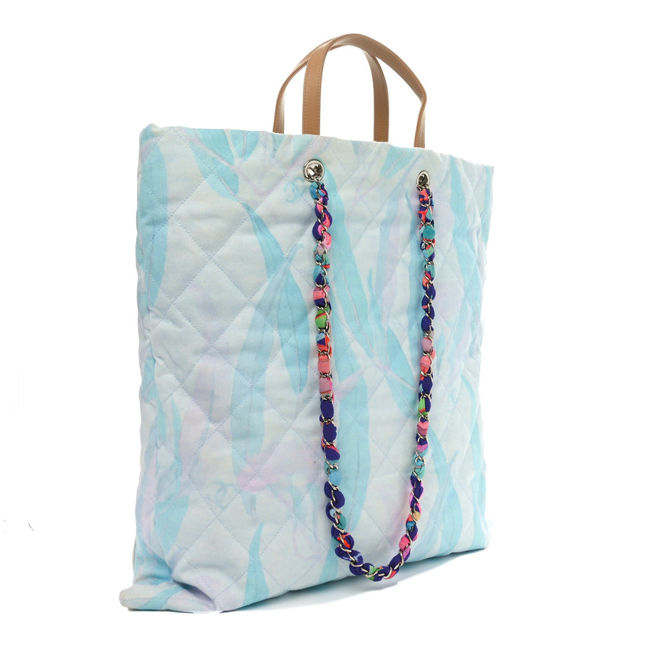 Chanel Canvas Quilted Jungle Jeans Tote White Multicolor Image 2