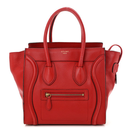Celine Drummed Calfskin Micro Luggage Red Image 1