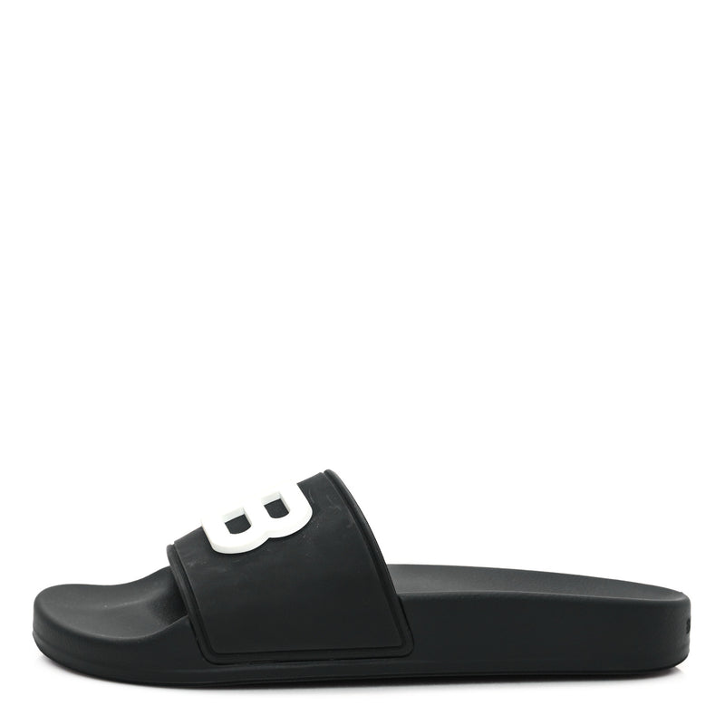  Balenciaga Rubber Womens BB Pool Slide Sandals 36 Black