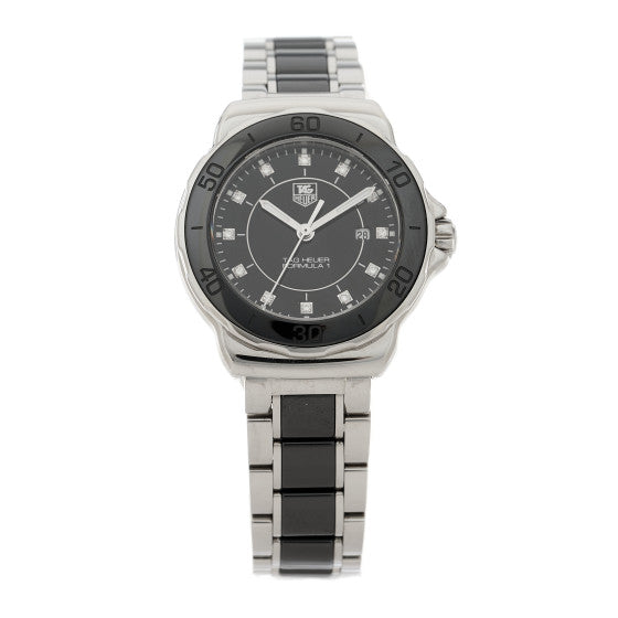  Tag Heuer Stainless Steel Ceramic Diamond 31mm Formula 1 Lady Quartz Watch Black WAH1314