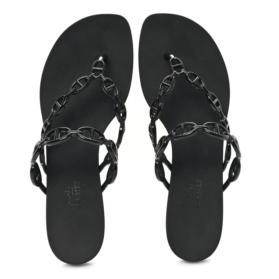 Hermes Rubber Chaine d'Ancre Rivage Sandals 38 Black Image 2