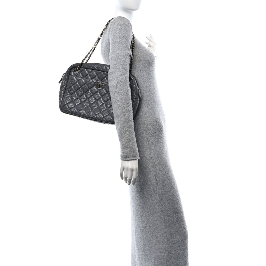 Chanel Aged Calfskin Quilted Large Reissue Camera Case Grey Image 3