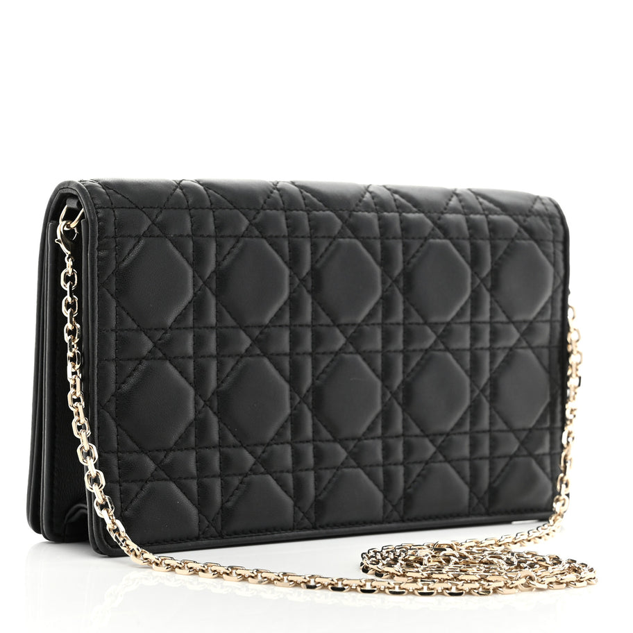 Christian Dior Lambskin Cannage Lady Dior Pouch Black Image 4