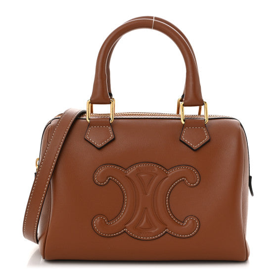 Celine Smooth Calfskin Triomphe Small Boston Bag Tan Image 1
