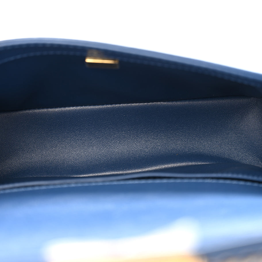 Chanel Lambskin Quilted Medium Top Handle Boy Flap Dark Blue Image 5