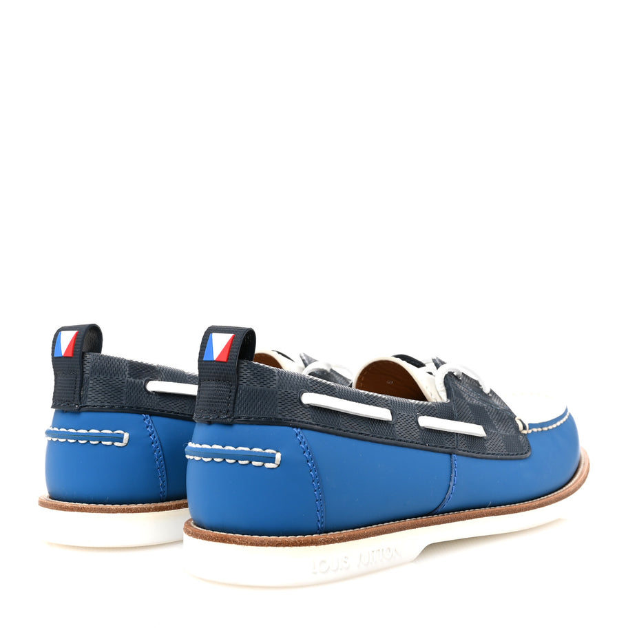Louis Vuitton Mat Calfskin Mens Rubber America's Cup Marine Boat Shoe Pacific Blue Image 5