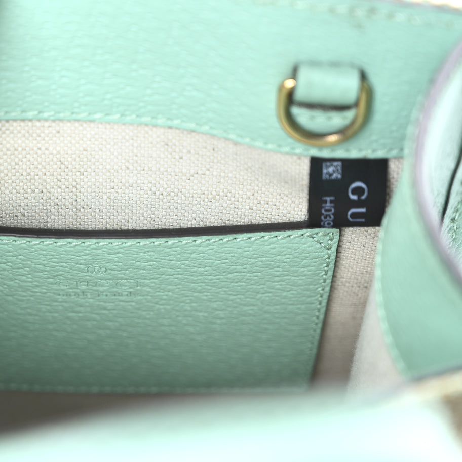 Gucci Monogram Jumbo GG Textured Dollar Calfskin Mini Tote Bag Pepperlight Mint Image 6
