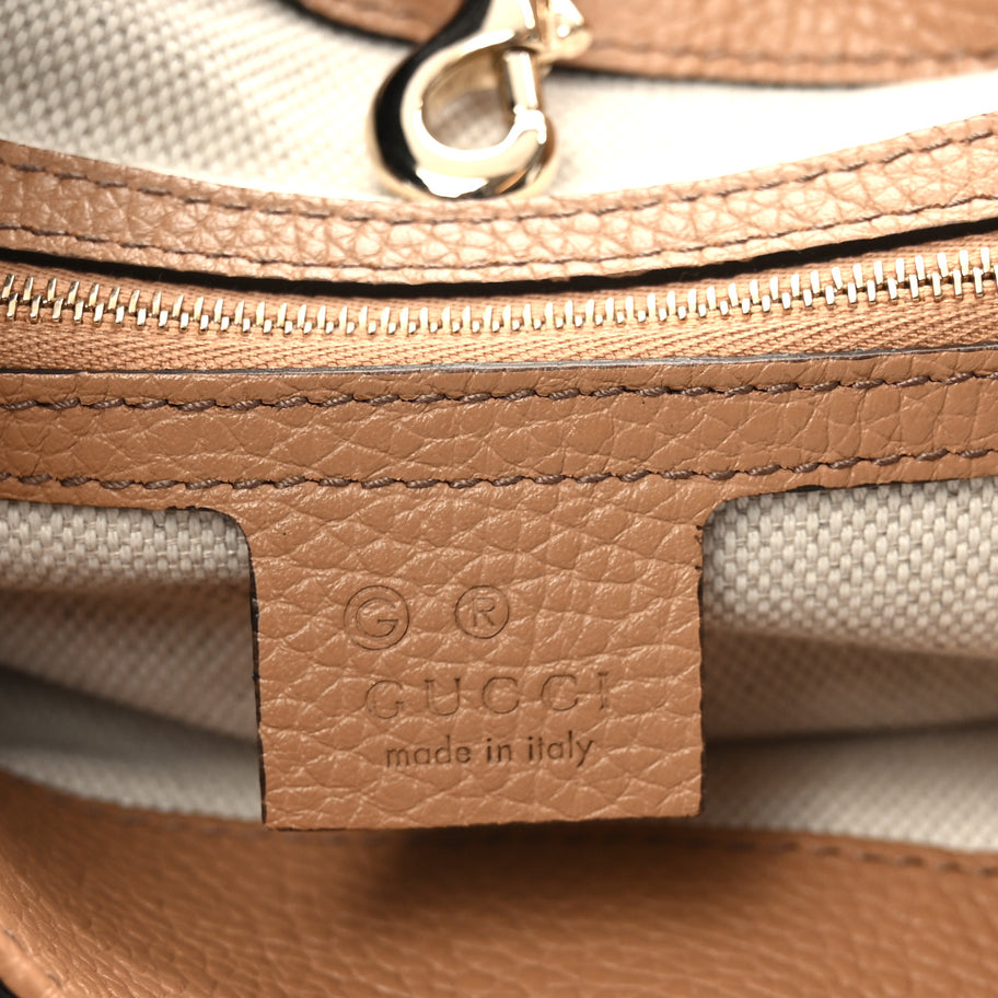Gucci Pebbled Calfskin Medium Soho Chain Shoulder Bag Camelia Image 6
