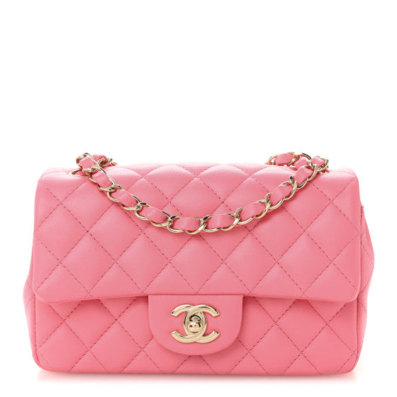 Chanel Lambskin Quilted Mini Rectangular Flap Pink Image 1