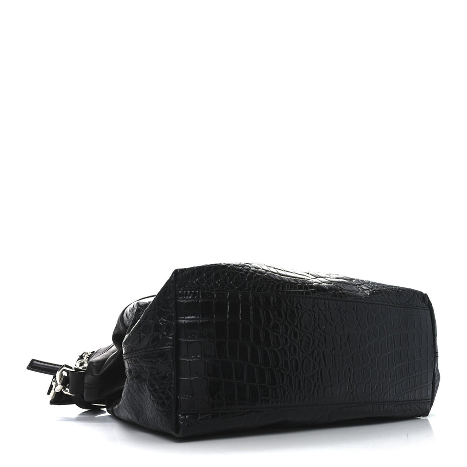 Givenchy Calfskin Crocodile Embossed Medium Nightingale Black Image 4