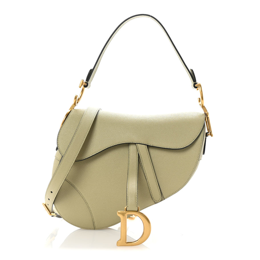 Christian Dior Grained Calfskin Saddle Bag With Strap Desert Sage Image 1