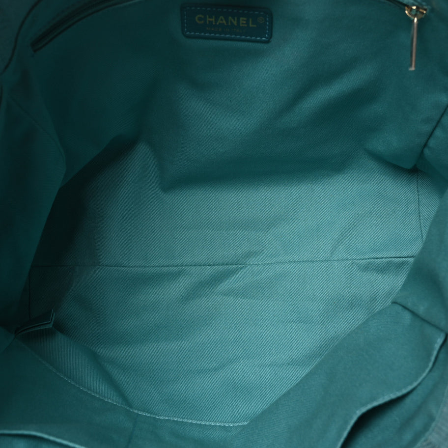 Chanel Mixed Fibers Striped Small Deauville Tote Blue Image 5