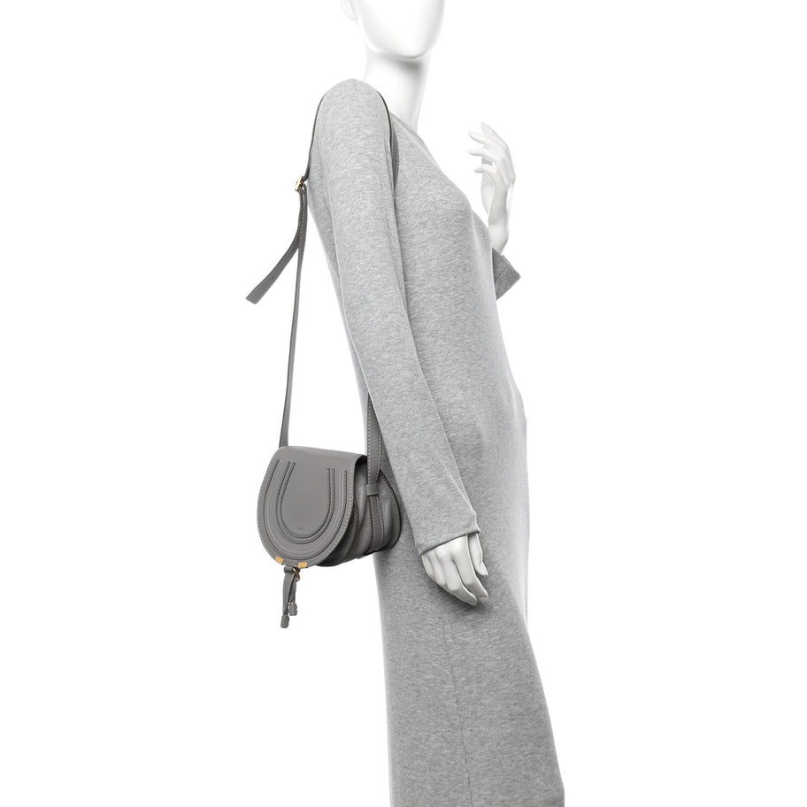 Chloe Calfskin Mini Marcie Round Crossbody Bag Cashmere Grey Image 2