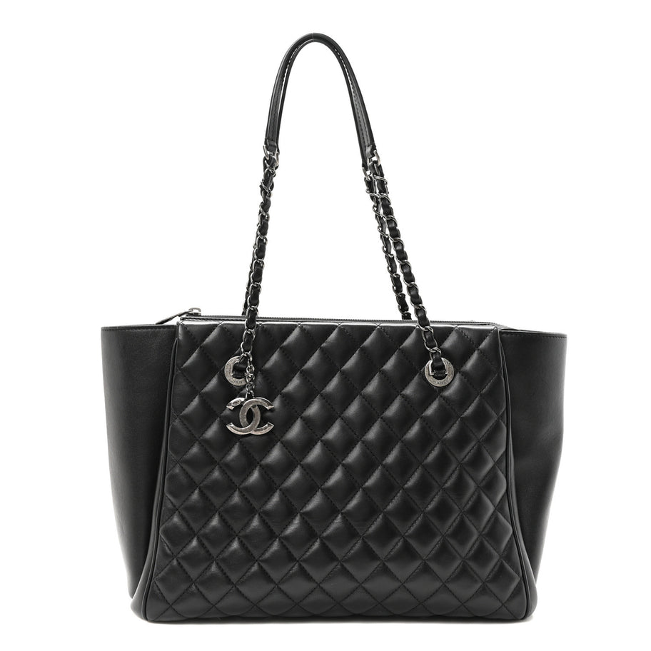 Chanel Lambskin Quilted Shopping Tote Black Image 1