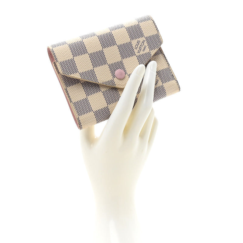  Louis Vuitton Damier Azur Victorine Wallet Rose Ballerine