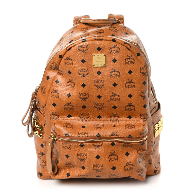 MCM Visetos Medium Side Studs Stark Backpack Cognac