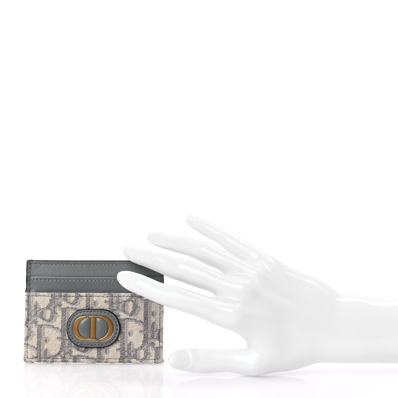  Christian Dior Oblique Calfskin 30 Montaigne Freesia Card Holder Grey