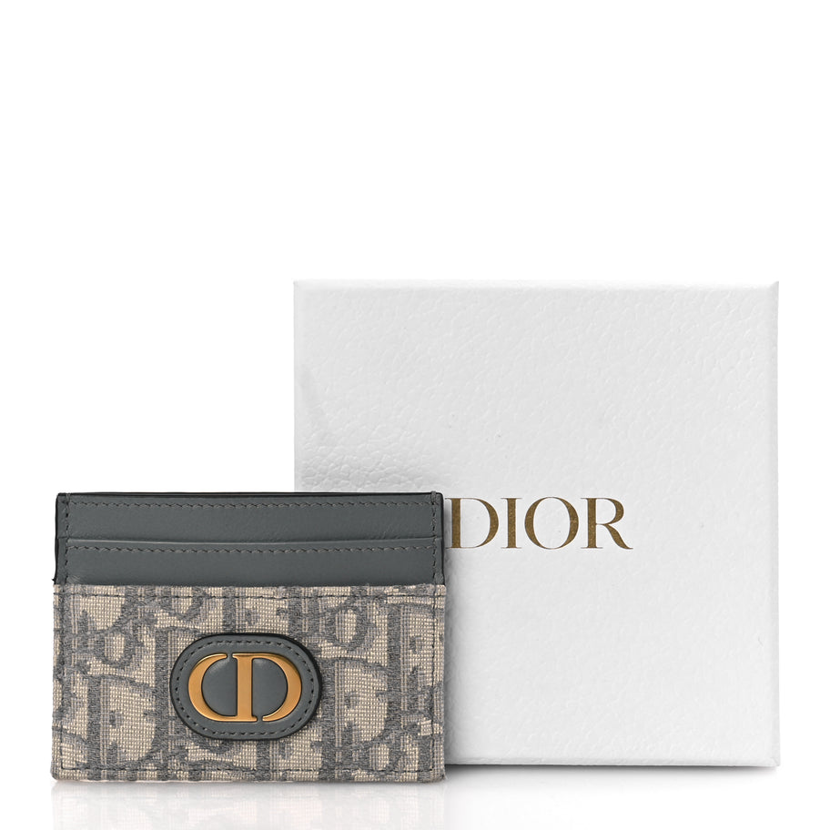 Christian Dior Oblique Calfskin 30 Montaigne Freesia Card Holder Grey Image 9