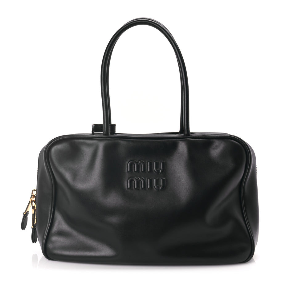Miu Miu Soft Calf Large Softy Beau Top Handle Bag Black Image 1