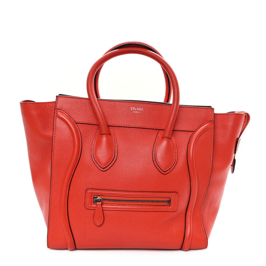 Celine Drummed Calfskin Mini Luggage Coquelicot Image 1